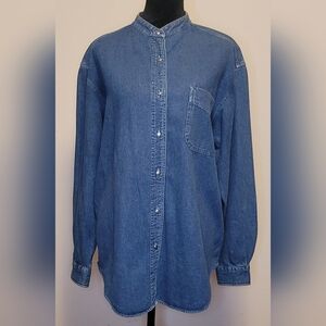 Casual Blue Denim Button-Down Shirt